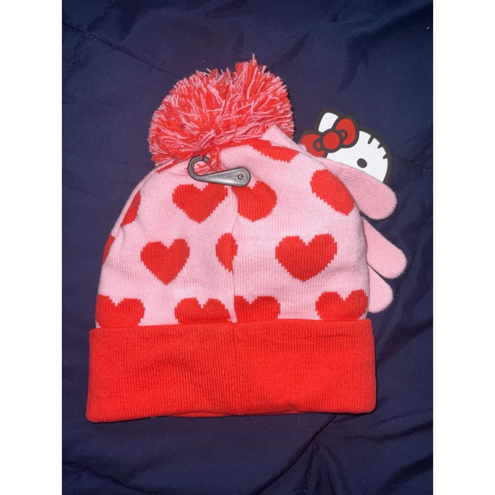 Hello Kitty Girls Beanie and Glove Set, 2-Piece New